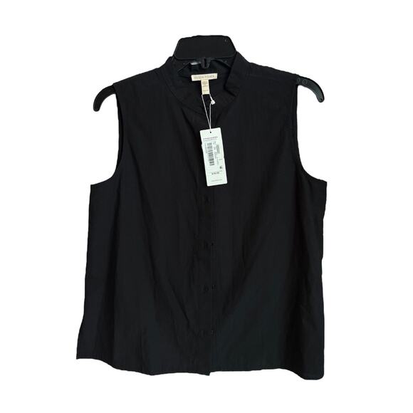 Eileen Fisher NWT Washed Organic Cotton Poplin Sleeveless Shirt - Picture 2 of 4